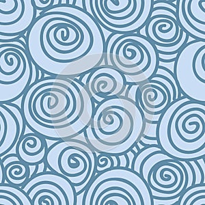 Hand Drawn Waves and Spirals Vector Seamless Pattern