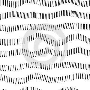 Hand drawn wavy dotted lines seamless pattern.