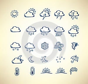 Hand drawn weather forecast icons