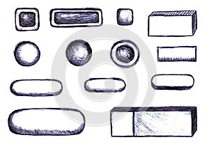 Hand-drawn Web Buttons (Isolated)