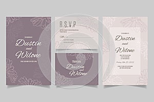 Hand drawn wedding invitation template with flowers