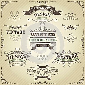 Hand Drawn Western Banners And Ribbons