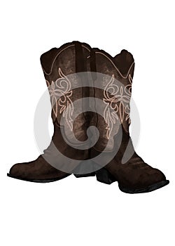 Hand Drawn Western Cowboy Boots