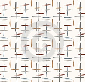 Hand drawn whimsical scribble lines seamless pattern. Vector painterly textured organic criss cross marks background