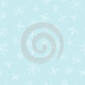 Hand Drawn white Snowflakes Christmas Seamless Pat