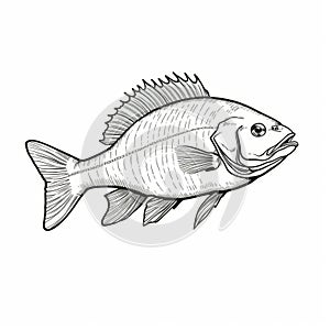 Hand Drawn Whitehead Jack Fish Detailed Character Illustration