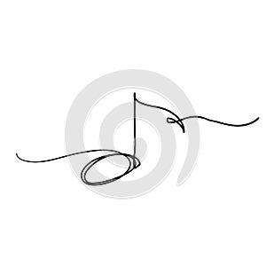 Hand drawn whole note vector illustration, line art drawing style. Minimalism sign and symbol of music.doodle
