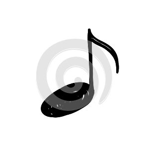 Hand drawn whole note vector illustration, line art drawing style. Minimalism sign and symbol of music.doodle