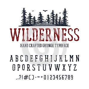 Hand drawn Wilderness font. photo