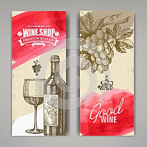 Hand drawn of wine banners