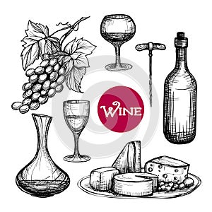 Hand Drawn Wine Set