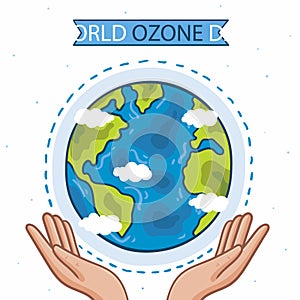 Hand drawn world ozone day illustration Vector illustration.