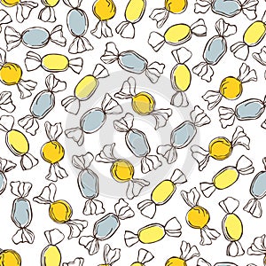 Wrapped candy. Vector  seamless pattern