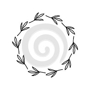 Hand-drawn wreath on white background.