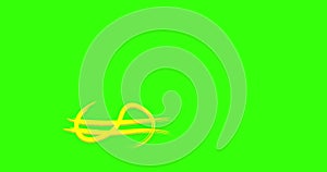 hand drawn yellow dollar icon rolling in a green screen rolling curency logo