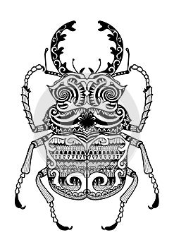 Hand drawn zentangle odontolabis cuvera