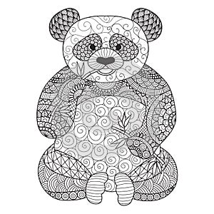 Hand drawn zentangle panda for coloring book for adult,tattoo, shirt design,logo and so on photo