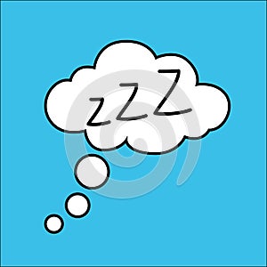 Hand drawn zzz sleep wave in cloud isolated on white background.