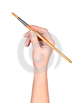 Hand draws a brush photo
