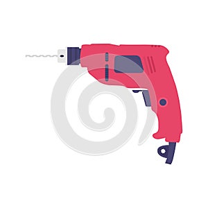 Hand Drill Flat Illustration. Clean Icon Design Element on Isolated White Background