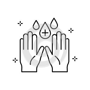 Hand, drop icon. Simple line, outline vector elements of hygiene icons for ui and ux, website or mobile application