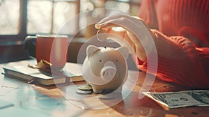 The Coin in Piggy Bank. AI generated photo