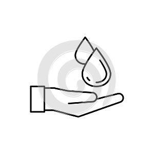 Hand, drops icon. Simple line, outline vector ecology icons for ui and ux, website or mobile application