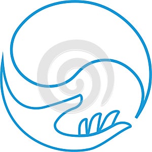 Hand and drops of water, wellness and nature logo