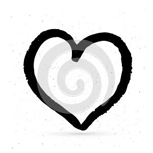 Hand drown heart on white background. Grunge shape of heart. Black textured brush stroke. Valentine s day sign. Love symbol. Easy