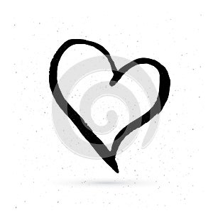 Hand drown heart on white background. Grunge shape of heart. Black textured brush stroke. Valentine s day sign. Love symbol. Easy