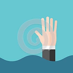 Hand of drowning businessman