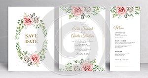 Hand drwan floral wedding invitation