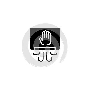 Hand dryer black icon concept. Hand dryer flat vector symbol, sign, illustration.