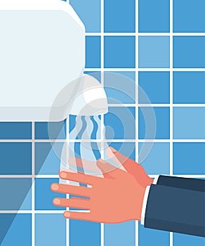 Hand dryer flat icon. Equipment in a public place