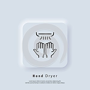 Hand dryer icon. Thin line hand dryer logo. Vector. UI icon. Neumorphic UI UX white user interface web button