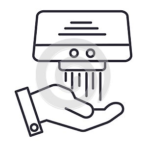 Hand dryer vector line icon, sign, illustration on background, editable strokes