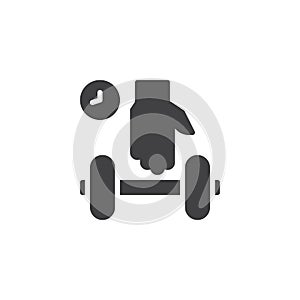 Hand with dumbbells vector icon