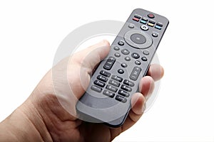 Hand with dvd remote control