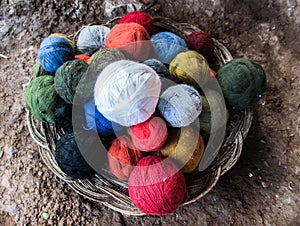 Hand dyed yarn in Peru