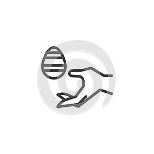Hand with Easter egg line icon