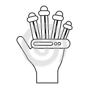 Hand electronic vr cyber gadge thin line