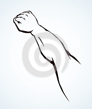 Hand with an elongated fist. Vector drawing