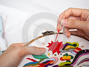 Hand embroidery craft hobby human head brain mind health mental sun spiritual art therapy conscious feel inspiring healing chakra