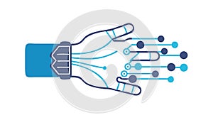 Hand Emitting Digital Data Streams, Tech and Communication, vector design Generative AI