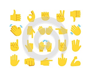 Hand emoticon emoji vector icon collection.
