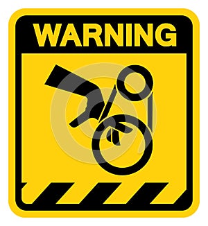 Hand Entanglement Belt Drive Warning Sign, Vector Illustration, Isolate On White Background Label .EPS10 photo