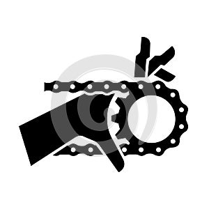 Hand Entanglement Chain Drive Black Icon ,Vector Illustration, Isolate On White Background Label. EPS10