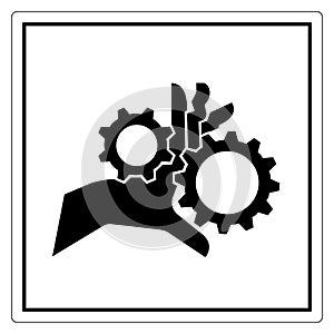 Hand Entanglement Rotating Gears Symbol Sign, Vector Illustration, Isolate On White Background Label .EPS10