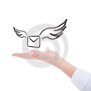 Hand with the envelope