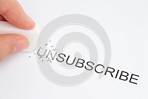 Hand erase part of the unsubscribe word